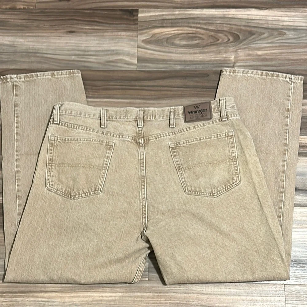 Wrangler Authentics Jeans Men’s Tan Denim Straight Leg Zip Mid Rise 40x30